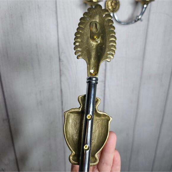 Pair of VTG Reproduction Neoclassical Empire Brass/Chrome 2 Arm Candle Holders - Picture 14 of 16